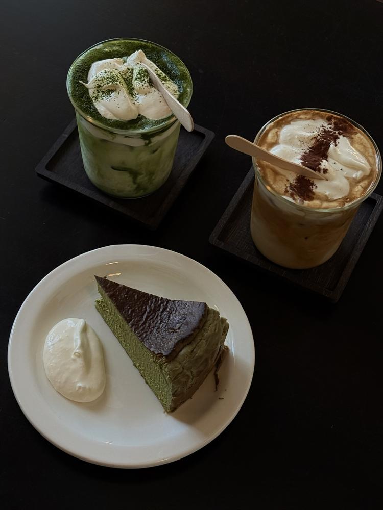 Vienna and Rin Matcha Basque at Autumn café